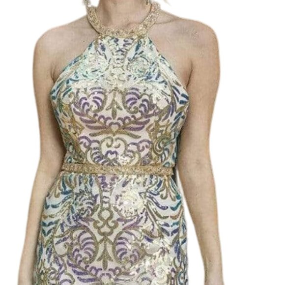 NWT Dancing Queen 4219  Prom Dresses Champagne Size S - Picture 2 of 9